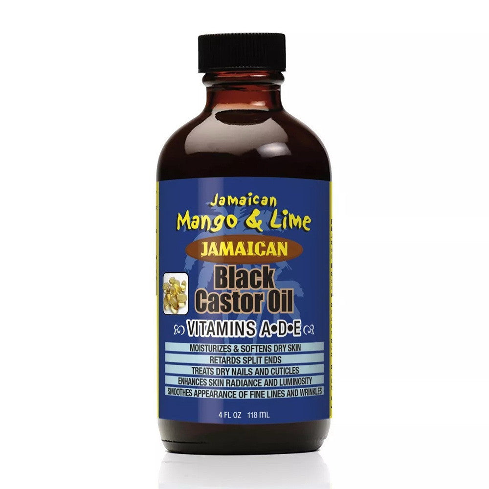 Jamaican Mango and Lime Black Castor Oil with Vitamins A D and E, 4 Oz
